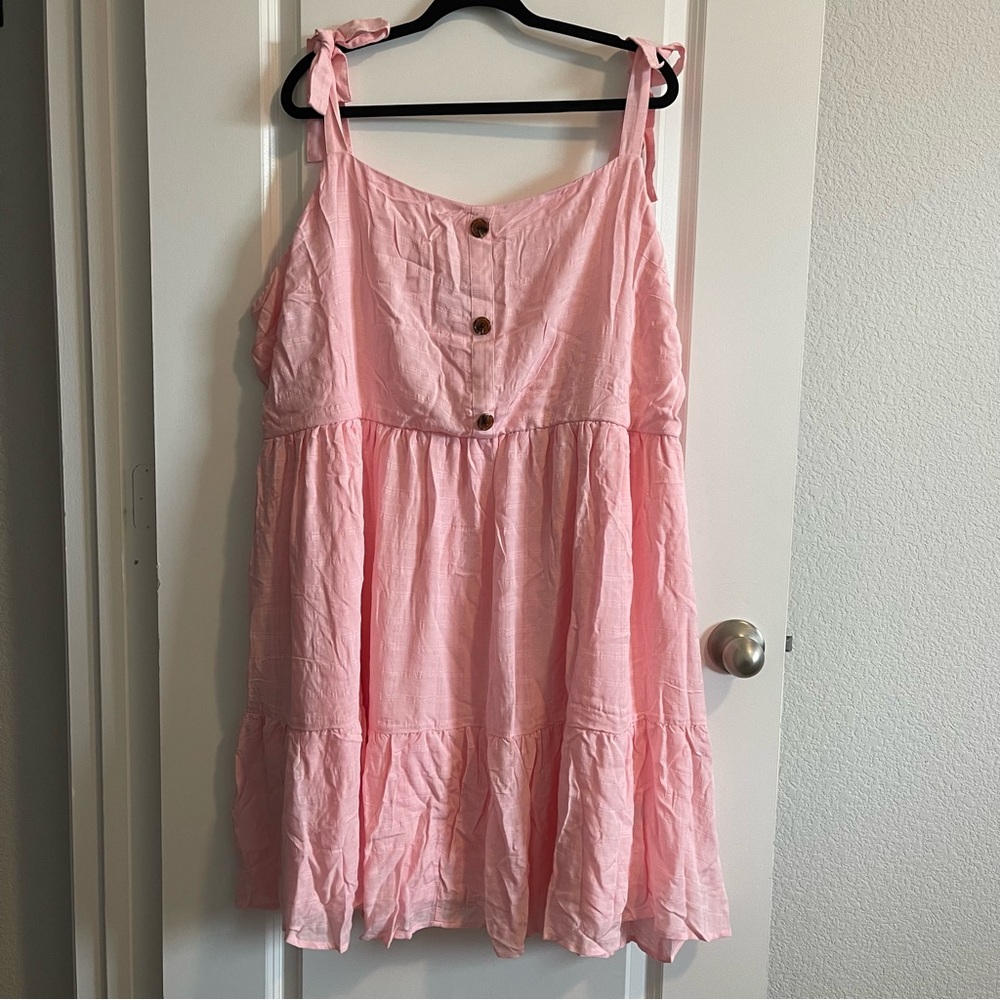 Torrid Pink Mini Textured Woven Button-Front Dress, 5X NWT